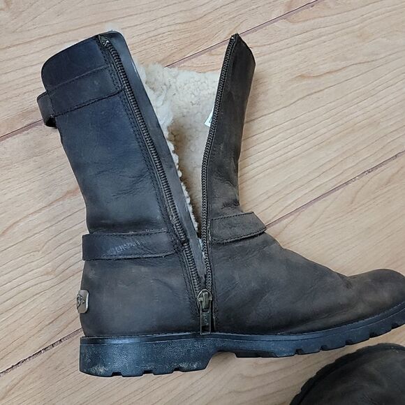 UGG BROWN GRANDLE WATERPROOF LEATHER BOOTS, SIZE 7 S/N 1003579 - Picture 11 of 16